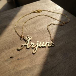 Personalized Royal Name Necklace (Crown & Heart)