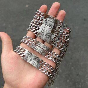Photo-Engraved Steel Chain Bracelet for Men – Personalised Portrait Keepsake Jewellery