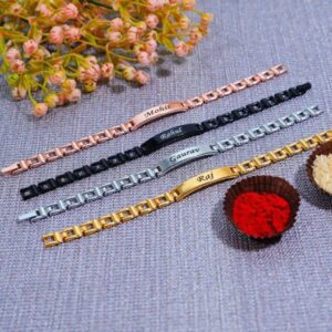Personalised Name Engraved Steel Bracelet for Men – Minimal Everyday Jewellery
