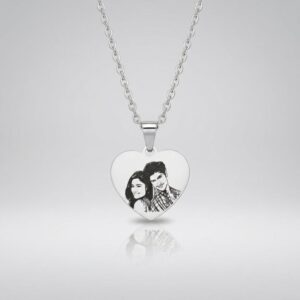 Heart Photo Pendant Necklace – Personalised Engraved Steel Jewellery
