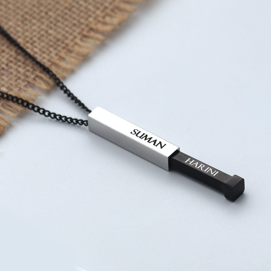 Dual Bar Pendant Necklace with Name – Personalised Two-Name Steel Jewellery - Image 2