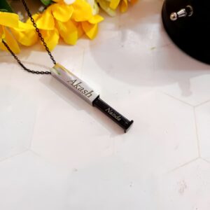 Dual Bar Pendant Necklace with Name – Personalised Two-Name Steel Jewellery