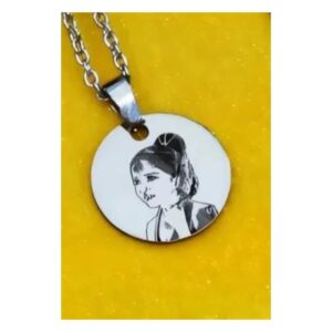 Sketch Round Pendant Necklace – Personalised Portrait Sketch Jewellery in Steel