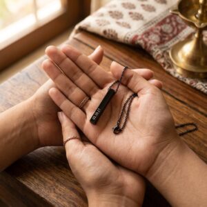 Black Engraved Bar Necklace – Minimal Personalised Steel Jewellery